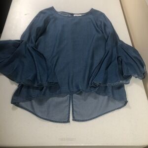 Lauren Conrad Top Womens Size‎ M Bell Sleeve Hi Low Fairy Festival Boho Romantic